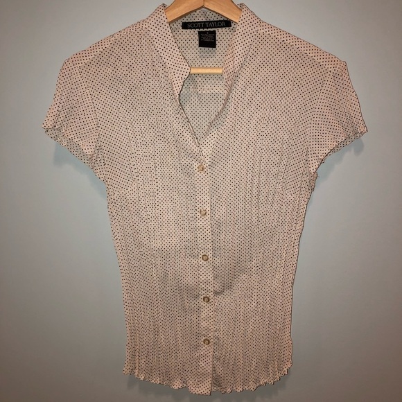 Scott Taylor size small black and white polka dot short sleeve button down shirt - Picture 9 of 9